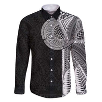 Samoan Tatau Family Matching Summer Maxi Dress and Hawaiian Shirt Art Tribal Traditional Tattoos LT03 Dad's Shirt - Long Sleeve Black - Polynesian Pride