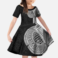 Samoan Tatau Family Matching Tank Maxi Dress and Hawaiian Shirt Art Tribal Traditional Tattoos LT03 Daughter's Dress Black - Polynesian Pride