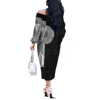 Samoan Tatau Off The Shoulder Long Sleeve Dress Art Tribal Traditional Tattoos - Polynesian Pride