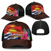 Kiribati Flag and Fireworks Baseball Net Cap First Place Welcome the New Year - Polynesian Pride