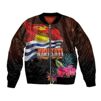 Kiribati Flag and Fireworks Bomber Jacket First Place Welcome the New Year - Polynesian Pride