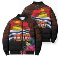 Kiribati Flag and Fireworks Bomber Puffer Jacket First Place Welcome the New Year - Polynesian Pride