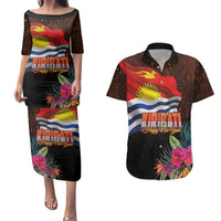 Kiribati Flag and Fireworks Couples Matching Puletasi and Hawaiian Shirt First Place Welcome the New Year - Polynesian Pride
