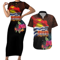 Kiribati Flag and Fireworks Couples Matching Short Sleeve Bodycon Dress and Hawaiian Shirt First Place Welcome the New Year - Polynesian Pride