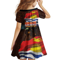 Kiribati Flag and Fireworks Family Matching Off The Shoulder Long Sleeve Dress and Hawaiian Shirt First Place Welcome the New Year LT03 - Polynesian Pride