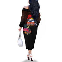 Kiribati Flag and Fireworks Family Matching Off The Shoulder Long Sleeve Dress and Hawaiian Shirt First Place Welcome the New Year - Polynesian Pride