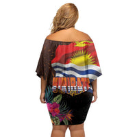 Kiribati Flag and Fireworks Family Matching Off Shoulder Short Dress and Hawaiian Shirt First Place Welcome the New Year LT03 - Polynesian Pride