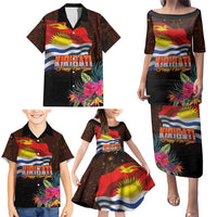 Kiribati Flag and Fireworks Family Matching Puletasi and Hawaiian Shirt First Place Welcome the New Year - Polynesian Pride