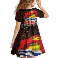 Kiribati Flag and Fireworks Family Matching Short Sleeve Bodycon Dress and Hawaiian Shirt First Place Welcome the New Year LT03 - Polynesian Pride