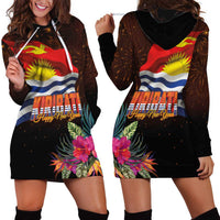 Kiribati Flag and Fireworks Hoodie Dress First Place Welcome the New Year - Polynesian Pride