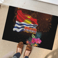 Kiribati Flag and Fireworks Rubber Doormat First Place Welcome the New Year - Polynesian Pride