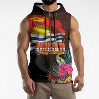 Kiribati Flag and Fireworks Sleeveless Zip Hoodie First Place Welcome the New Year - Polynesian Pride