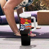 Kiribati Flag and Fireworks Tumbler With Handle First Place Welcome the New Year - Polynesian Pride