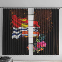 Kiribati Flag and Fireworks Window Curtain First Place Welcome the New Year - Polynesian Pride