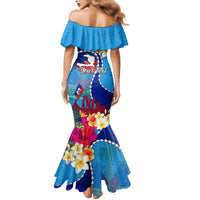 Personalised Haiti 220th Anniversary Independence Day Family Matching Mermaid Dress and Hawaiian Shirt Ayiti Flower with Polynesian Pattern LT03 - Polynesian Pride