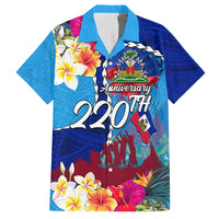Personalised Haiti 220th Anniversary Independence Day Family Matching Summer Maxi Dress and Hawaiian Shirt Ayiti Flower with Polynesian Pattern LT03 Dad's Shirt - Short Sleeve Blue - Polynesian Pride