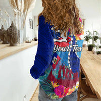 Personalised Haiti 220th Anniversary Independence Day Women Casual Shirt Ayiti Flower with Polynesian Pattern LT03 - Polynesian Pride