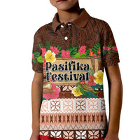 Pasifika Festival Auckland Kid Polo Shirt Polynesian Tribal with Pacific Pattern Brown Color LT03 Kid Brown - Polynesian Pride