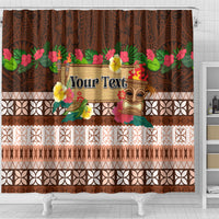 Pasifika Festival Auckland Shower Curtain Polynesian Tribal with Pacific Pattern Brown Color