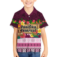 Pasifika Festival Auckland Family Matching Off Shoulder Short Dress and Hawaiian Shirt Polynesian Tribal with Pacific Pattern Pink Color LT03 Son's Shirt Pink - Polynesian Pride