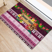 Pasifika Festival Auckland Rubber Doormat Polynesian Tribal with Pacific Pattern Pink Color