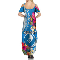 Yap Day Summer Maxi Dress Tapa Pattern with Hisbiscus LT03 - Polynesian Pride