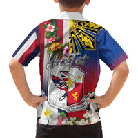 Personalised Hawaii and Philippines Together Family Matching Puletasi and Hawaiian Shirt The Emblems with Cultural Symbols Blue-White-Red Tricolor