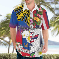 Personalised Hawaii and Philippines Together Hawaiian Shirt The Emblems with Cultural Symbols Blue-White-Red Tricolor
