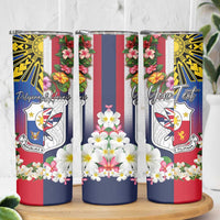 Personalised Hawaii and Philippines Together Skinny Tumbler The Emblems with Cultural Symbols Blue-Red Gradient