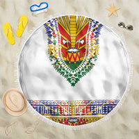 Haiti Flag Traditional Dashiki Beach Blanket White Color - Polynesian Pride