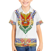 Haiti Flag Traditional Dashiki Family Matching Long Sleeve Bodycon Dress and Hawaiian Shirt White Color LT03 Son's Shirt White - Polynesian Pride