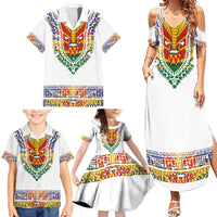 Haiti Flag Traditional Dashiki Family Matching Summer Maxi Dress and Hawaiian Shirt White Color - Polynesian Pride