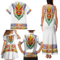 Haiti Flag Traditional Dashiki Family Matching Tank Maxi Dress and Hawaiian Shirt White Color - Polynesian Pride