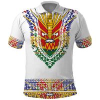 Haiti Flag Traditional Dashiki Polo Shirt White Color - Polynesian Pride
