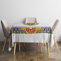 Haiti Flag Traditional Dashiki Tablecloth White Color - Polynesian Pride