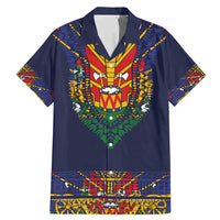 Haiti Flag Traditional Dashiki Family Matching Mermaid Dress and Hawaiian Shirt Black Color LT03 Dad's Shirt - Short Sleeve Black - Polynesian Pride