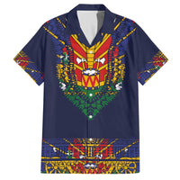 Haiti Flag Traditional Dashiki Family Matching Off The Shoulder Long Sleeve Dress and Hawaiian Shirt Black Color - Polynesian Pride