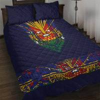Haiti Flag Traditional Dashiki Quilt Bed Set Black Color - Polynesian Pride