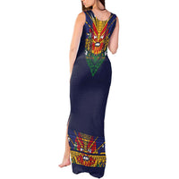 Haiti Flag Traditional Dashiki Tank Maxi Dress Black Color - Polynesian Pride