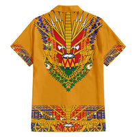 Haiti Flag Traditional Dashiki Family Matching Off Shoulder Short Dress and Hawaiian Shirt Yellow Color - Polynesian Pride