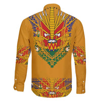 Haiti Flag Traditional Dashiki Family Matching Off Shoulder Short Dress and Hawaiian Shirt Yellow Color - Polynesian Pride