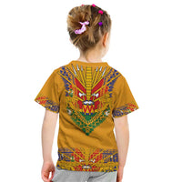 Haiti Flag Traditional Dashiki Kid T Shirt Yellow Color - Polynesian Pride
