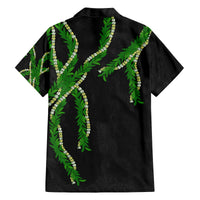 Hawaii Maile Lei Family Matching Long Sleeve Bodycon Dress and Hawaiian Shirt Aloha Black Color