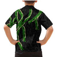 Hawaii Maile Lei Family Matching Mermaid Dress and Hawaiian Shirt Aloha Black Color