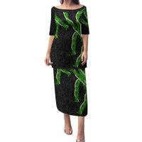 Hawaii Maile Lei Puletasi Aloha Black Color LT03 Long Dress Black - Polynesian Pride