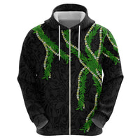 Hawaii Maile Lei Zip Hoodie Aloha Black Color