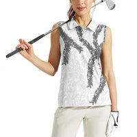 Hawaii Maile Lei Women Sleeveless Polo Shirt Aloha The Grey Color