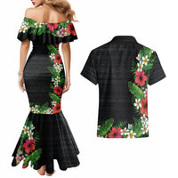 Hawaii Tropical Flowers and Leaves Couples Matching Mermaid Dress and Hawaiian Shirt Tapa Pattern Colorful Mode LT03 - Polynesian Pride