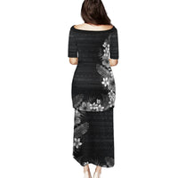 Hawaii Tropical Flowers and Leaves Puletasi Tapa Pattern Grayscale Mode LT03 - Polynesian Pride