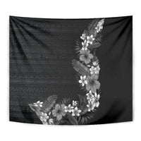 Hawaii Tropical Flowers and Leaves Tapestry Tapa Pattern Grayscale Mode